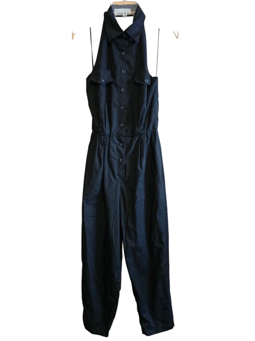 Black Button-Up Jumpsuit halter style top Chic Style elegant date night romance